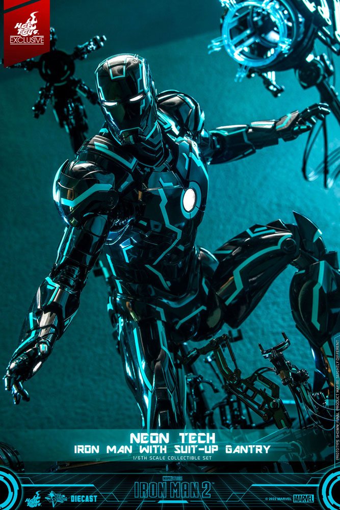 Iron Man 2 figurine 1/6 Neon Tech Iron Man with Suit-Up Gantry 32 cm