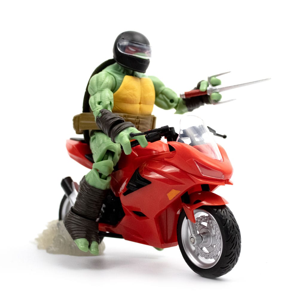 Tortues Ninja figurine et véhicule BST AXN Raphael avec moto (IDW Comics)