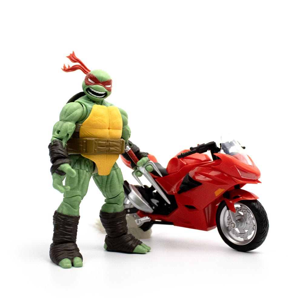 Tortues Ninja figurine et véhicule BST AXN Raphael avec moto (IDW Comics)