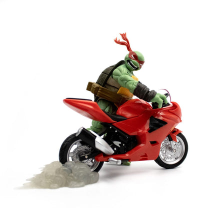 Tortues Ninja figurine et véhicule BST AXN Raphael avec moto (IDW Comics)